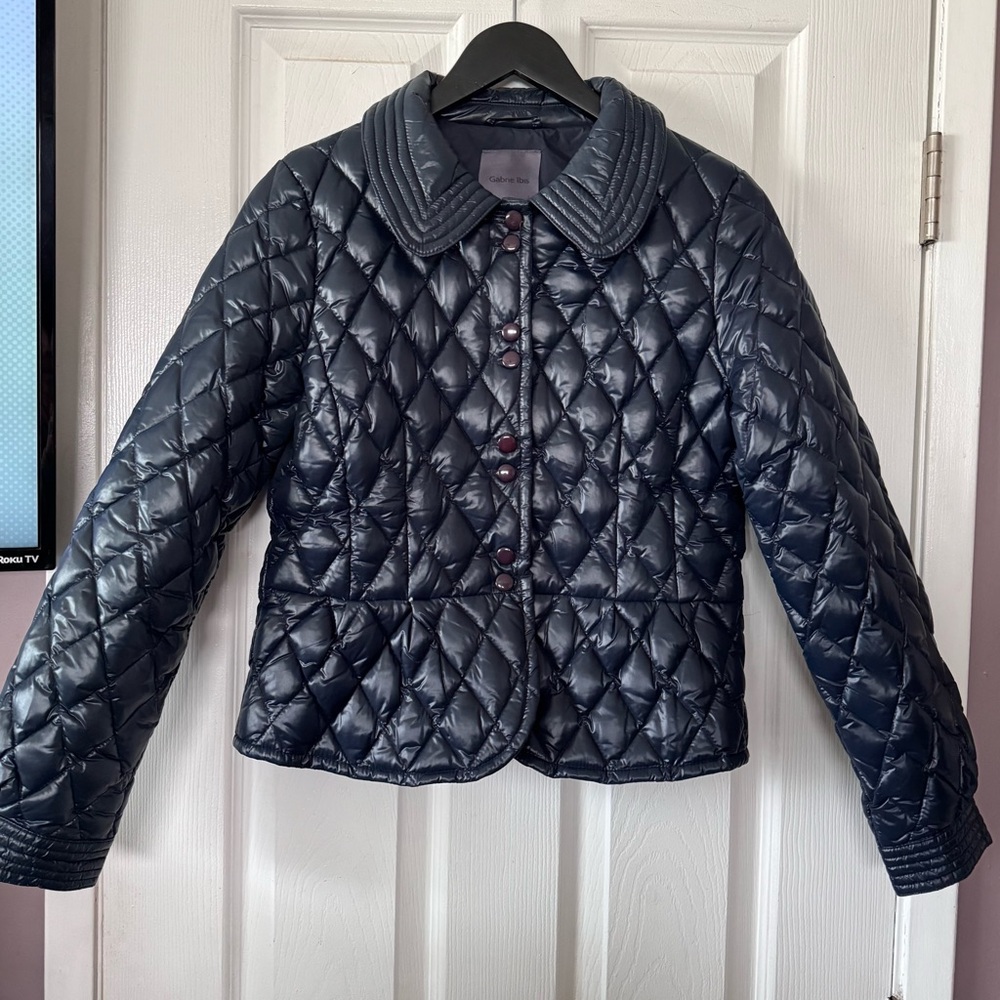 Feather Down Gabne Ibis Quilted Puffer Navy Jacket M
